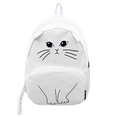 

Women Cat Printing Canvas Backpacks School Bag Ladies Rucksack Bookbags