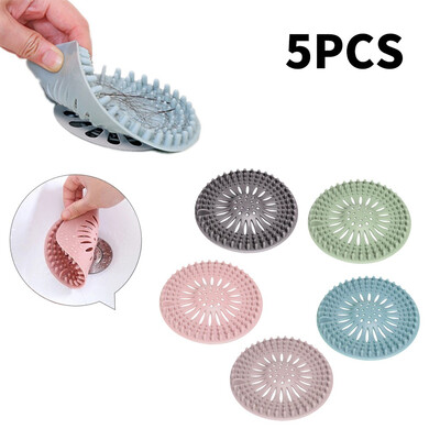 

Gobestart Silicone Hair Stopper Bathroom Shower Covers Filter Cover Colors 5 Pack