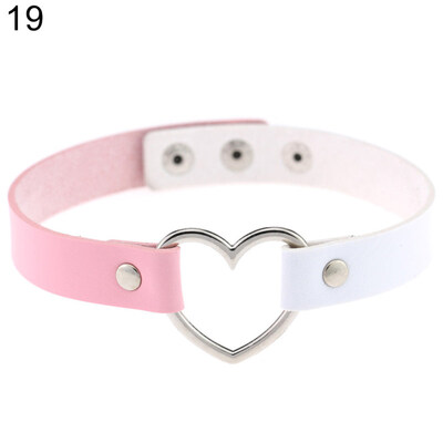 

Women\s Punk Faux Leather Love Heart Collar Choker Necklace Jewelry Charm Gift