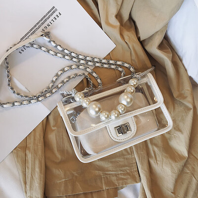 

Advanced sense bag Ocean handbags handbags new 2019ins jelly transparent package texture chain Messenger bag