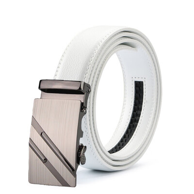 

Fashion White Belt Designer Belts Men High Quality Fashion Geometric Metal Automatic Buckle Genuine Leather Luxury Brand Belt