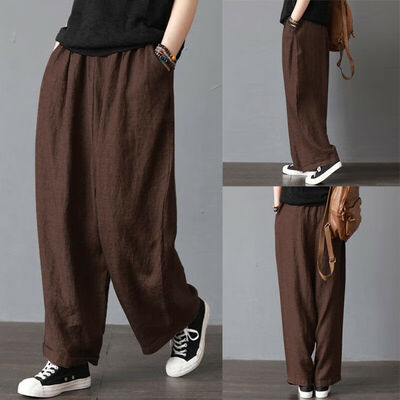 

Mens Loose Wide Leg Trousers Pants Clothing Linen Casual Yoga Male Pants Plus Size