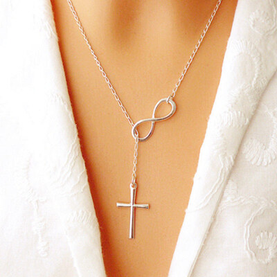 

Womens Simple 8 Shaped Cross Choker Collar Statement Pendant Necklace Jewelry