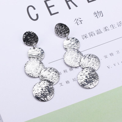 

European & American Exaggerated Round Coin Drop Earring for Women Pendientes Vintage Geometric Metal Large Earrings Jewelry Gift