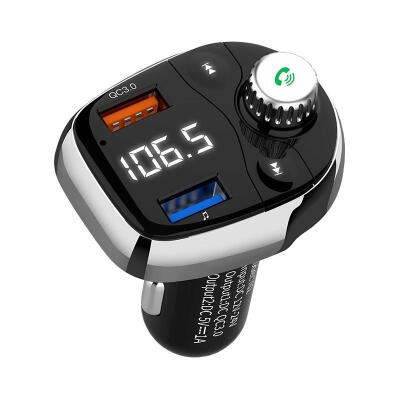 

Car Bluetooth FM Transmitter MP3 Player QC 30 Fast Charging Car Charger with Dual USB Ports Hands-free Calling