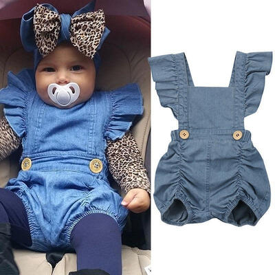 

Summer Newborn Baby Girls Romper Bodysuit Jumpsuit Denim Jeans Sunsuit Outfits