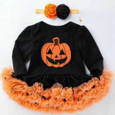 

AU Baby Girls Halloween Pumpkin Costume Romper Fancy Dress Outfit Headwear Set