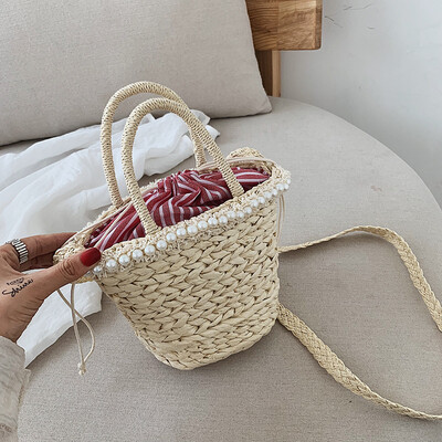 

Qiao Bani 2019 new South Korea ins fashion net red woven dish basket straw bag hand shoulder shoulder diagonal female bag