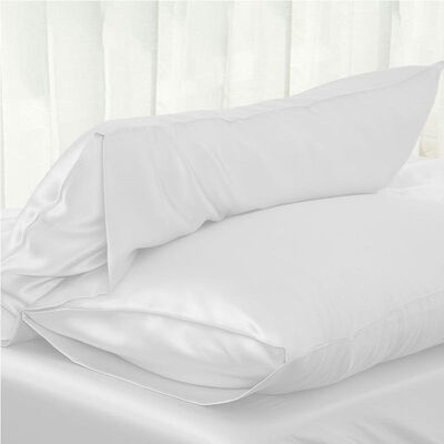 

Solid QueenStandard Silk Satin Pillow Case Bedding Pillowcase Smooth Home