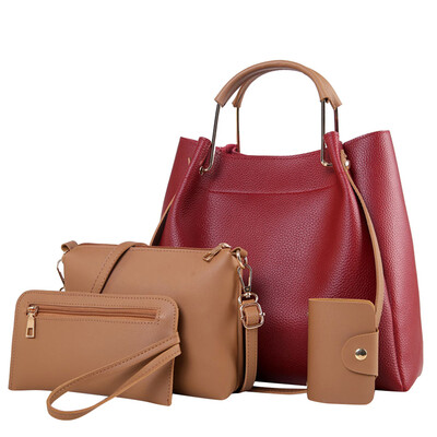 

Tailored 4Pcs Women Fashion Pattern Solid Fringe Purse Messenger BagHandbagWallet