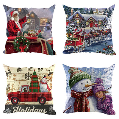 

Siaonvr 4Pcs Christmas Pillow Cover Pillowcases Decorative Sofa Cushion Cover Decoration