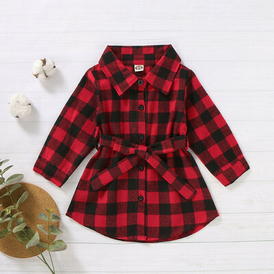 

Christmas Toddler Baby Girl Clothes Long Sleeve Plaids Shirt Dress Outfit Set