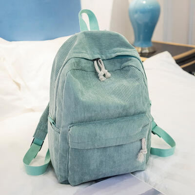 

Soft Fabric Bag Corduroy Design School Striped Backpack For Teenage Girls Women