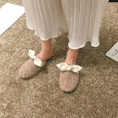 

Hair sandals for women wearing autumn Korean version butterfly-knot flat-soled half-slippers with wrapped heads