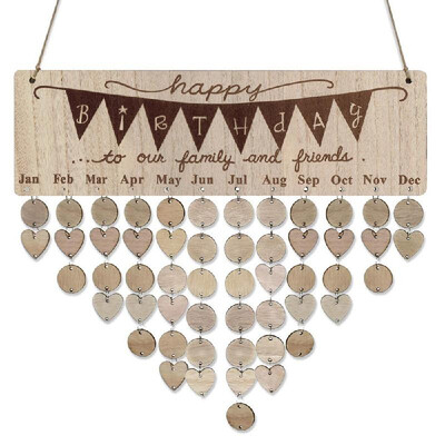 

Wooden Calendar Board Sign Family Celebration&Birthday Reminder DIY Wood Craft for Home Decoration