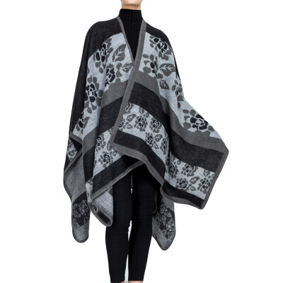 

Roseonmyhand Fashion Women Blanket Flower Design Coat Wrap Cozy Shawl