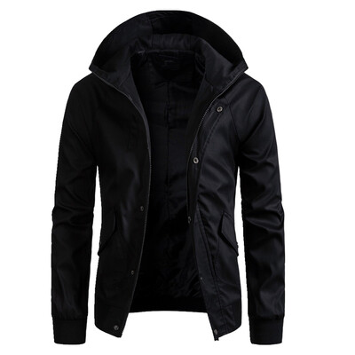 

Winter Men\ Solid Color Jacket Casual Hooded Coat