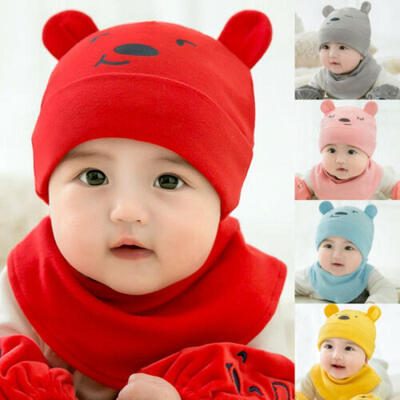 

Baby Cap Hat Scarf Infant Cotton Ears Cute Comfortable Clothes Accessories Set