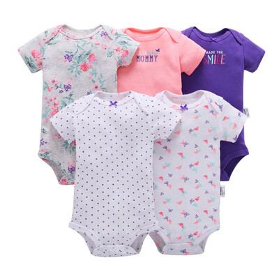 

Summer 5 Female Baby Flower Animal Letter Print Jumpsuit Short Sleeve Baby Casual Jumpsuit Tights