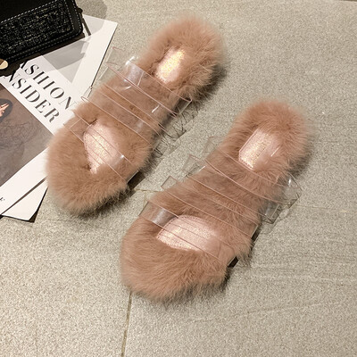 

Transparent wool slippers for women wearing ins outdoors in summer