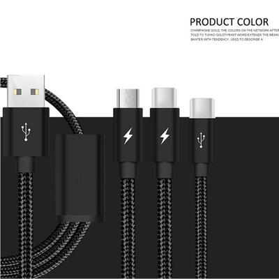 

3-in-1 Charging Cord 3A Quick Charge Type C Micro USB Lightning Cable