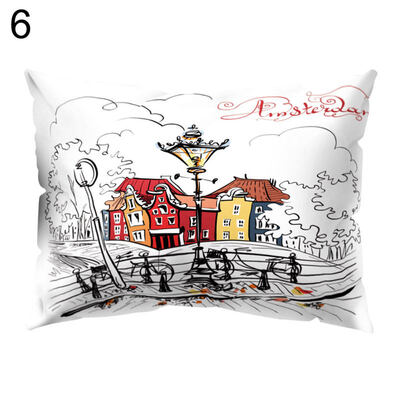

Soft Pillow Case England House Pattern Cushion Cover Home Office Car Decoration