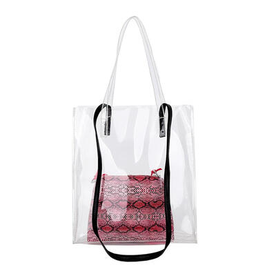 

2pcsset Transparent PVC Jelly Totes Women Snake Clutch Shoulder Handbags