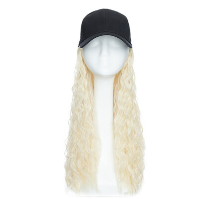 

Baseball Hat with Synthetic Hair Extension Black Color Long Wavy hair Extensions with Baseball Cap Black Hat for women