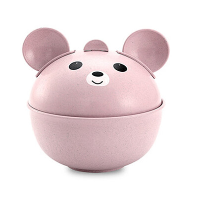 

〖Follure〗Natural Wheat Straw Cute Childrens Drop-Proof Hot Bowl Spoon Fork Set Pink