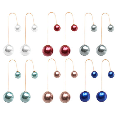 

2 Pairs Fashion Women&39s Double Sided U-Shaped Pearl Ball Drop Dangle Earrings Wedding Party Jewelry