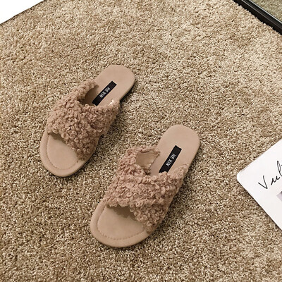 

Retro slippers women wear summer Korean cross Mao Mao shoes fashion flat toe drag