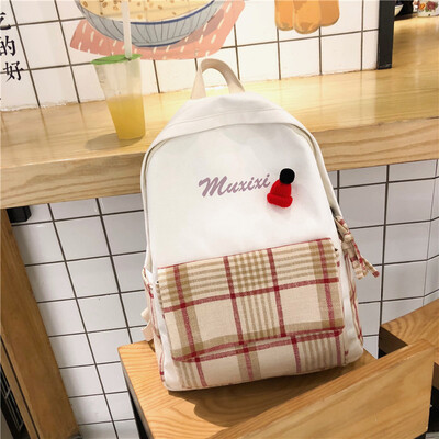 

Schoolbag female college students backpack ins wind bf Korean version of high school ancient feeling girl Mori simple canvas backp