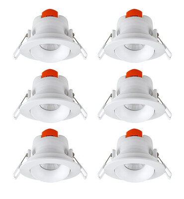 

DGT LED opening 75MM 6W spotlight living room porch lamp bedroom ceiling lamp embedded hole lamp 6 Pack 15471