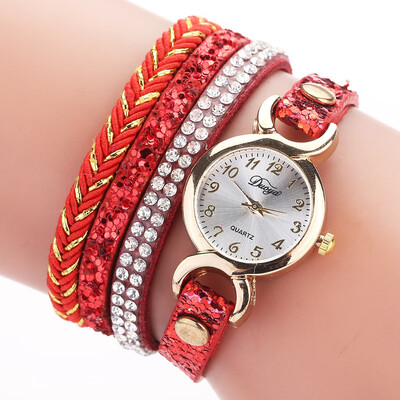 

Exquisite circle knitting bracelet watch Korean fashion casual small dial rhinestone female watch
