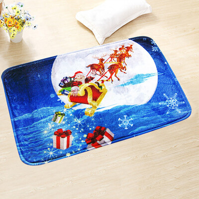 

Siaonvr Thick Flannel Christmas Print Carpet Mats Household Bathroom Mat Bedroom Mat