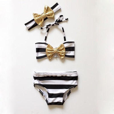 

Baby Girls Striped Bow Bikini Suit Swimwear Swimsuit Bathing Swimming Clothes