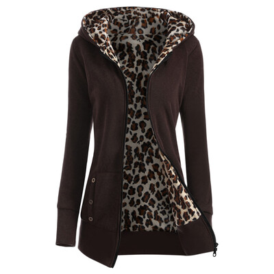 

Zipper Fly Thicken Leopard Pattern Hoodie