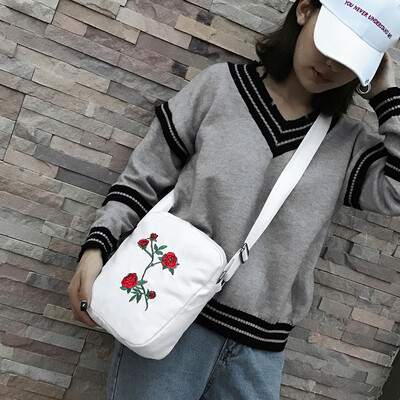 

Tailored 3 Sets Women Girls Embroidery Rose School Bag Travel Backpack Bag Shoulder Bag