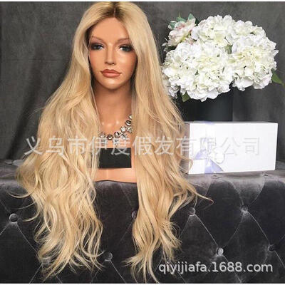 

Women Fashion Synthetic Hair Lace Front Wig Body Wavy Full Wigs Ombre Blonde