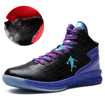 

Couple high basketball shoes non-slip plus velvet sports shoes warm shoes