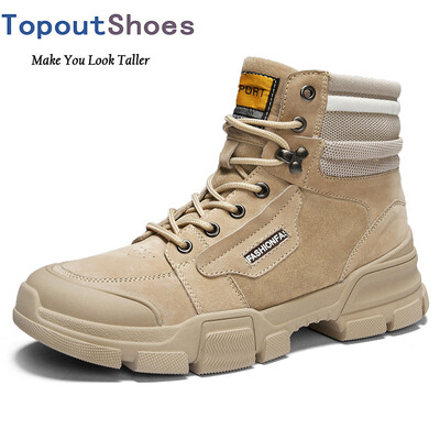 

TopoutShoes Men Height Increasing Military Boots Elevator Ankle Boots Work Boot Gain Taller 32inch 8cm