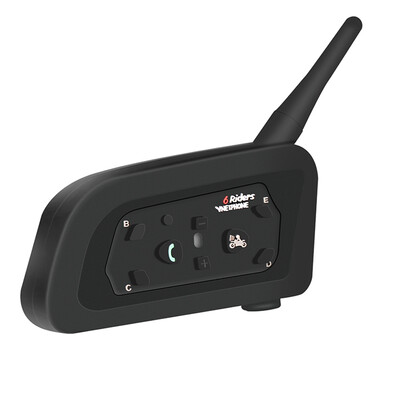 

V6-1200 Motorcycle Bluetooth Headset Intercom 1200M Hands-free Interphone Helmet Headset Black for Six Motorcycle Riders