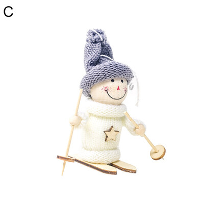 

Christmas Snow Skiing Snowman Yarn Doll Tree Window Showcase Display Case Decor