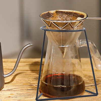 

Greensen Simple Metal Triangular Standing Coffee Filter Holder Rack for Office Home