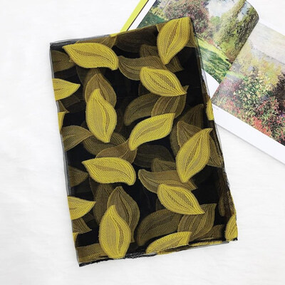 

1Pc Fashion Design Leafs Embroidered Organza Scarves And Shawls Scarf For Women