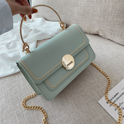 

Bag female new fashion lock embroidered line hand bag shoulder bag wild chain small square bag tide
