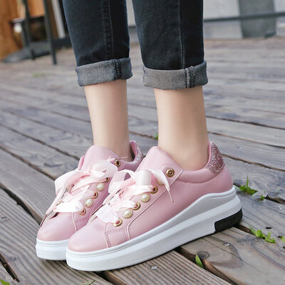 

Lace flat shoes casual sports womens shoes thick inside high white shoes autumn students Korean version