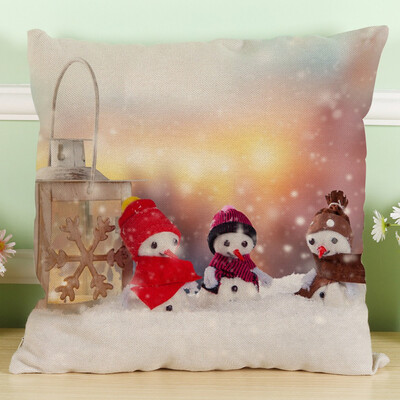 

〖Follure〗New Christmas Snowman Cotton Linen Pillow Case Sofa Cushion Cover Home Decor A