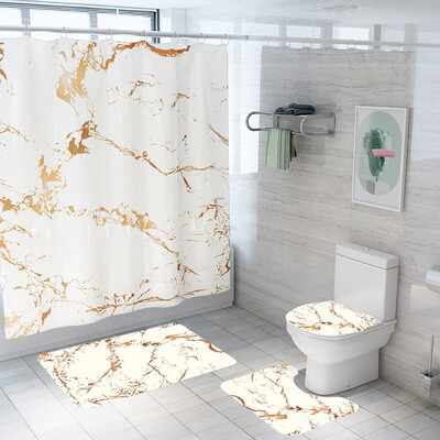 

〖Follure〗Creative Crack Curtain Floor Mat Four-piece Bathroom Mat Set