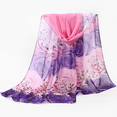 

Explosion models chiffon scarves rose silk scarf printing Hangzhou silk scarf factory spring scarf W001
